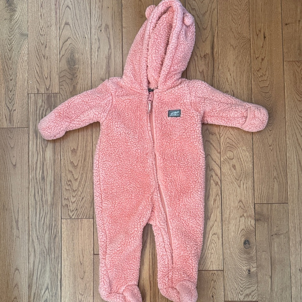 Cozy Pink Fleece Baby Onesie 6/9 Months